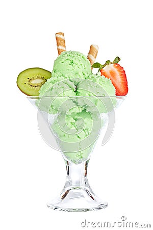 Delicious kiwi ice cream Stock Photo