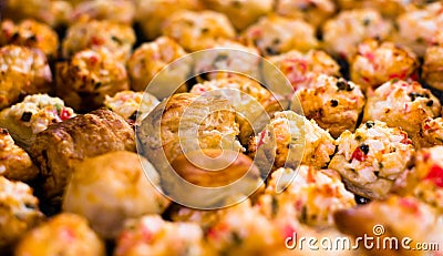 Delicious little puff pastry stuffed with crabmeat Stock Photo