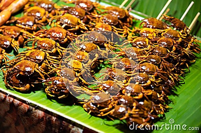 Delicious local food at the Chiang Khan Walking Street offers a variety of food product Stock Photo