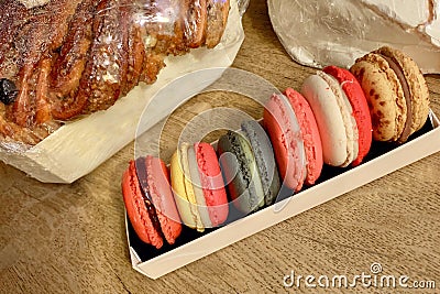 Delicious looking macaroon sweet cakes Stock Photo