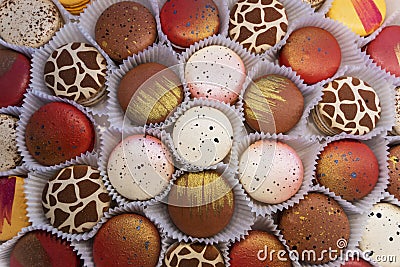 delicious macaroni cookies. Multi-colored macaroni biscuits in a box Stock Photo