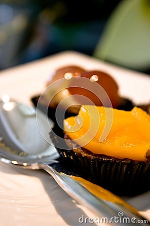 Delicious mango cake Stock Photo