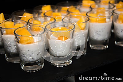 Delicious mango panacota dessert, sweet. Stock Photo