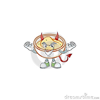 Delicious mashed potatoes with devil mascot character Vector Illustration