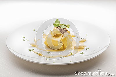Elegant Ravioli Plate Stock Photo