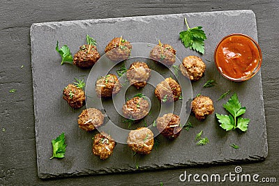 Delicious meatballs with tomato sauce Stock Photo