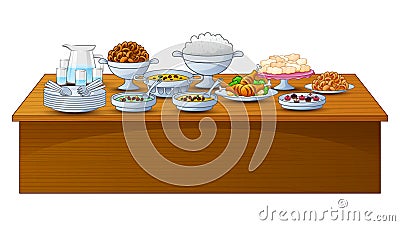 Delicious menu for iftar party are on the table Vector Illustration