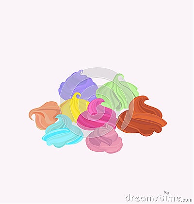 Delicious meringues or mini pavlovas colorful Vector Illustration