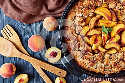 Delicious and mildly sweet Peach cobbler Stock Photo