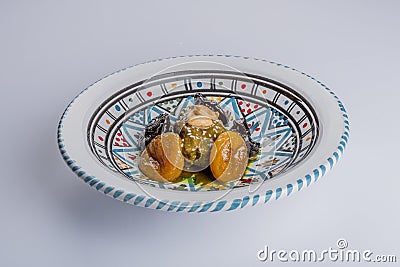 Delicious moroccan sweet dessert with prunes and dried apricots Stock Photo
