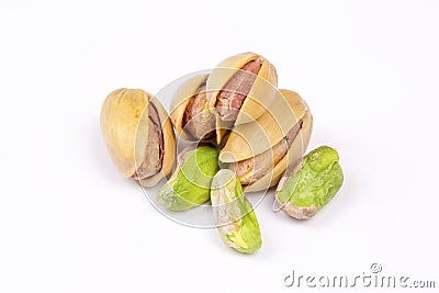 Delicious nuts pistachios, isolated on white background Stock Photo