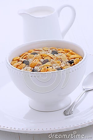 Delicious organic muesli cereal Stock Photo