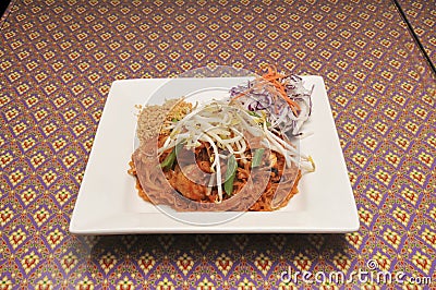 Delicious Pad Thai Shrimp Stock Photo