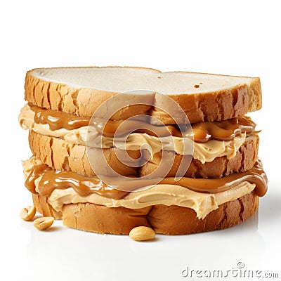 Delicious Peanut Butter Sandwich: Creamy And Crunchy Stock Photo