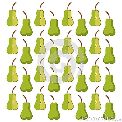 Delicious pear seamless pattern design Vector Illustration