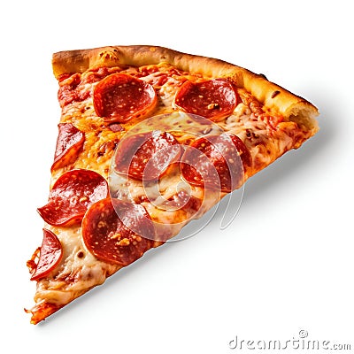 Delicious Pepperoni Pizza Slice Isolated on White. Generative ai Cartoon Illustration