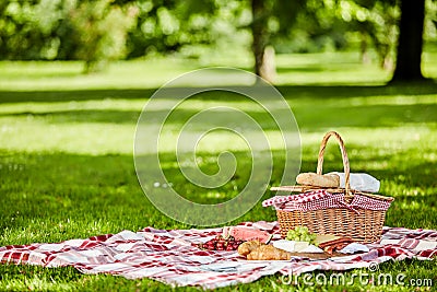 Delicious picnic spread with fresh food Stock Photo