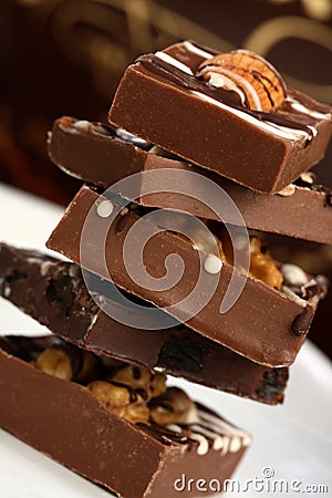 Delicious pile of chocolate Stock Photo