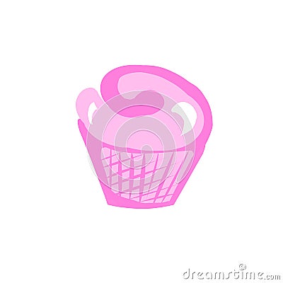 Dessert Pink Appetizing Cupcake Vector Illustration