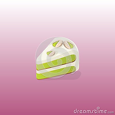 Delicious pistachio cake. Vector cartoon illustration Vector Illustration