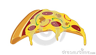 Delicious Pizza With Melted Cheese Cartoon Vector Illustration