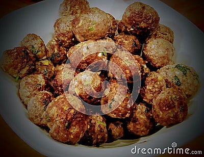 Delicious Plate of meatballs on a plate Stock Photo