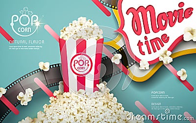 Delicious popcorn ads Vector Illustration