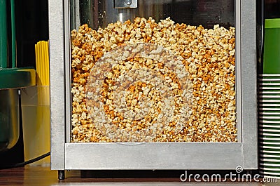Delicious popcorn for sale. Stock Photo