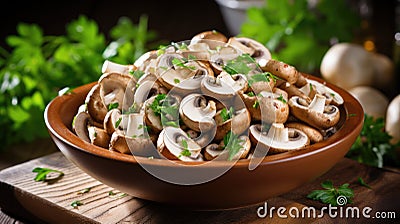 Delicious And Popular Champignon Mushrooms Stock Photo