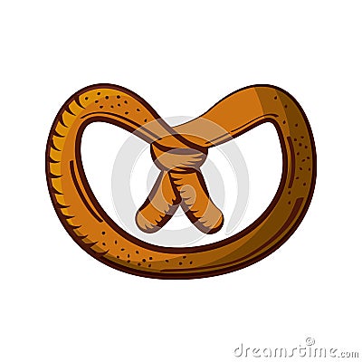 Delicious pretzel isolated icon Vector Illustration
