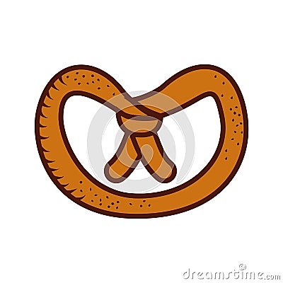 Delicious pretzel isolated icon Vector Illustration