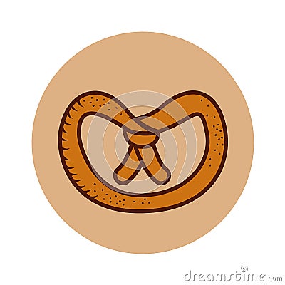 Delicious pretzel isolated icon Vector Illustration