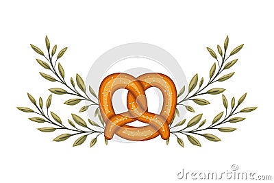 Delicious pretzel with wreath crown bakery food icon Vector Illustration