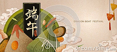 Delicious rice dumplings banner Vector Illustration