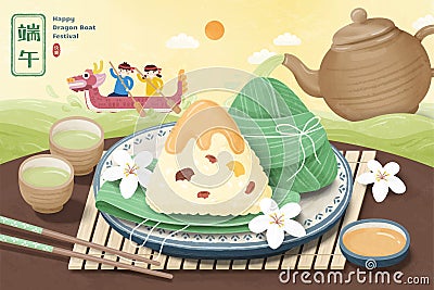 Delicious rice dumplings Vector Illustration