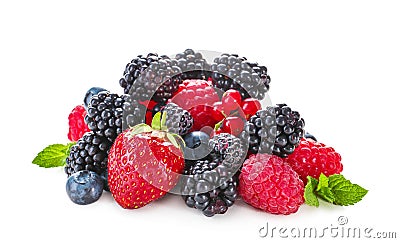 Delicious ripe berries on white background Stock Photo