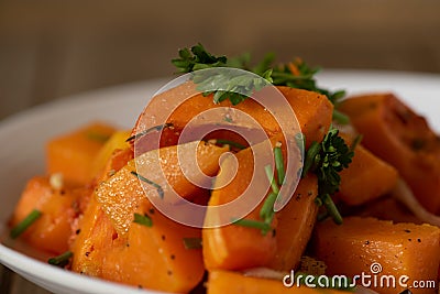 Delicious roasted butternut squash from close Stock Photo