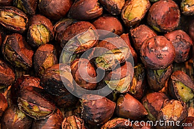 Delicious Roasted chestnuts. Tianjin chestnut, Japanese chestnut Stock Photo