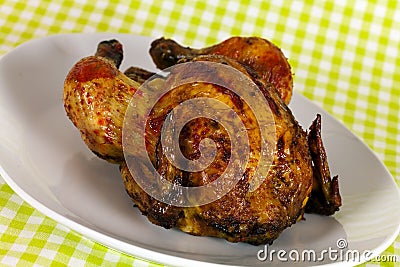 Delicious roasted chicken - delicate art of Portug Stock Photo