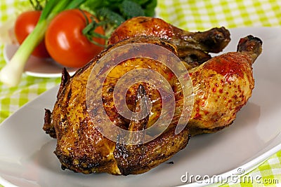 Delicious roasted chicken - delicate art of Portug Stock Photo