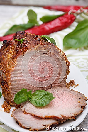 Delicious roasted meat Stock Photo