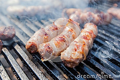 Delicious rolled meat with bacon Stock Photo