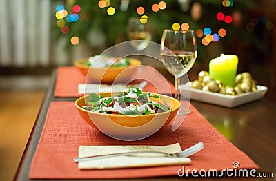 Delicious salad served for two Stock Photo