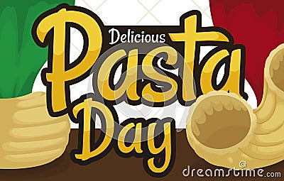 Delicious Chifferi Rigati Presented during Pasta Day Celebration, Vector Illustration Vector Illustration