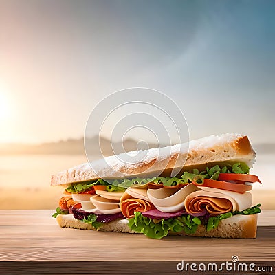 Delicious sandwich - ai generated image Stock Photo