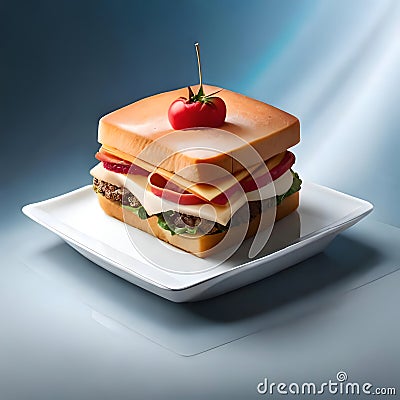 Delicious sandwich - ai generated image Stock Photo