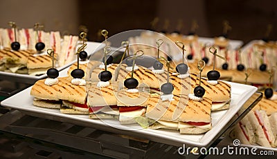 Delicious sandwiches and canapes Stock Photo
