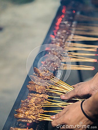 Delicious Satay, Indonesian Streetfood Stock Photo