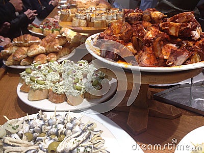 A delicious selection of pintxos Stock Photo