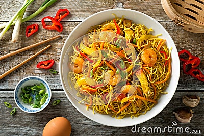 Singapore Style Noodles Stock Photo